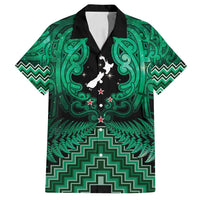 Personalised Aotearoa Matariki Family Matching Tank Maxi Dress and Hawaiian Shirt Green Fern Maori Poutama LT01 Dad's Shirt - Short Sleeve Green - Polynesian Pride