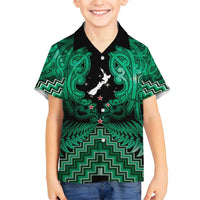 Personalised Aotearoa Matariki Family Matching Tank Maxi Dress and Hawaiian Shirt Green Fern Maori Poutama LT01 Son's Shirt Green - Polynesian Pride