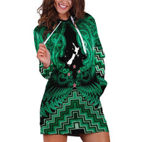 Personalised Aotearoa Matariki Hoodie Dress Green Fern Maori Poutama