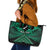 Personalised Aotearoa Matariki Leather Tote Bag Green Fern Maori Poutama