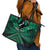 Personalised Aotearoa Matariki Leather Tote Bag Green Fern Maori Poutama
