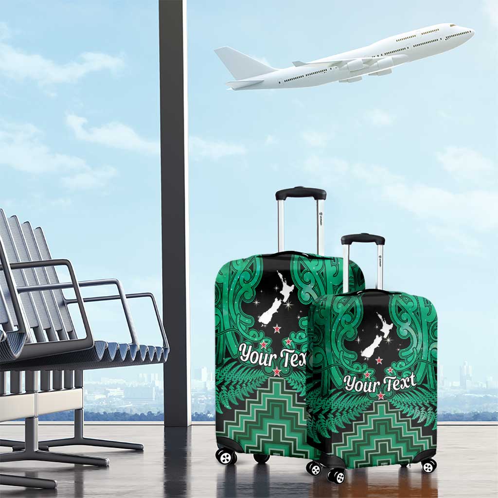 Personalised Aotearoa Matariki Luggage Cover Green Fern Maori Poutama