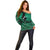 Personalised Aotearoa Matariki Off Shoulder Sweater Green Fern Maori Poutama