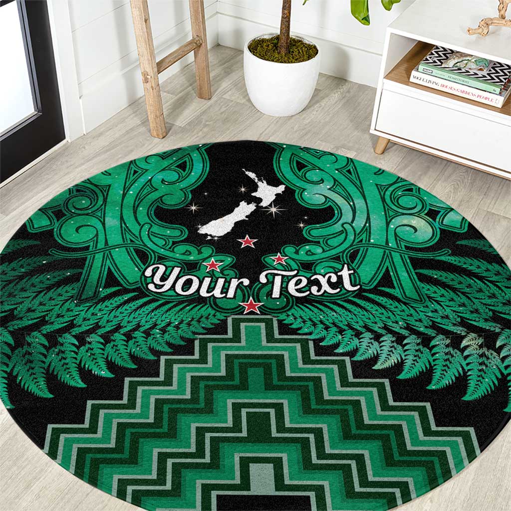 Personalised Aotearoa Matariki Round Carpet Green Fern Maori Poutama LT01 Green - Polynesian Pride