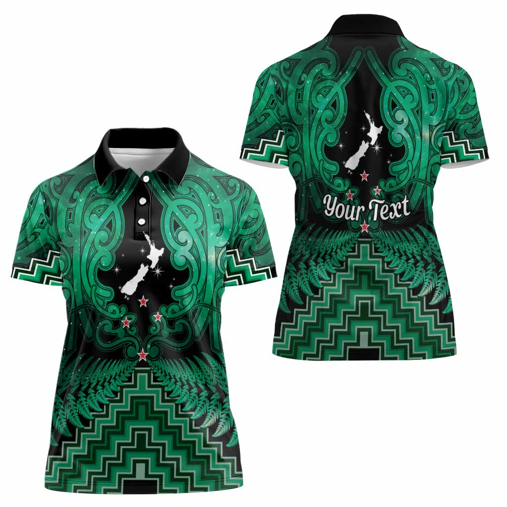 Personalised Aotearoa Matariki Women Polo Shirt Green Fern Maori Poutama