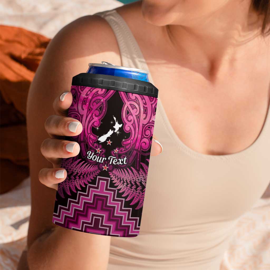 Personalised Aotearoa Matariki 4 in 1 Can Cooler Tumbler Pink Fern Maori Poutama