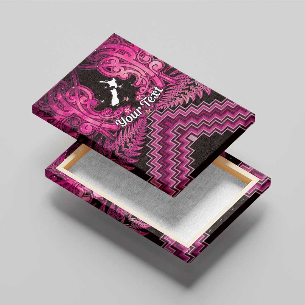Personalised Aotearoa Matariki Canvas Wall Art Pink Fern Maori Poutama