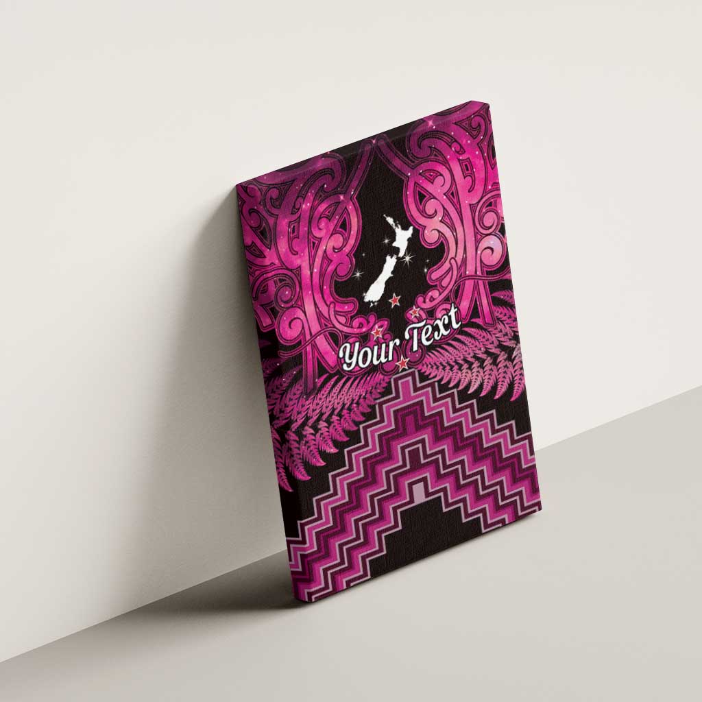 Personalised Aotearoa Matariki Canvas Wall Art Pink Fern Maori Poutama