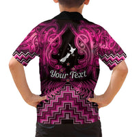 Personalised Aotearoa Matariki Family Matching Long Sleeve Bodycon Dress and Hawaiian Shirt Pink Fern Maori Poutama LT01 - Polynesian Pride
