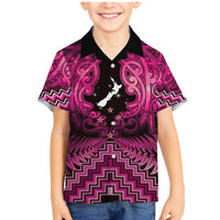 Personalised Aotearoa Matariki Family Matching Mermaid Dress and Hawaiian Shirt Pink Fern Maori Poutama LT01 Son's Shirt Pink - Polynesian Pride