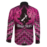 Personalised Aotearoa Matariki Family Matching Off Shoulder Short Dress and Hawaiian Shirt Pink Fern Maori Poutama LT01 - Polynesian Pride