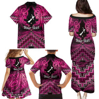 Personalised Aotearoa Matariki Family Matching Puletasi and Hawaiian Shirt Pink Fern Maori Poutama LT01 - Polynesian Pride