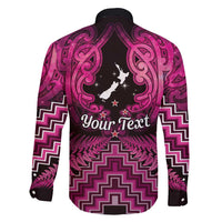Personalised Aotearoa Matariki Family Matching Short Sleeve Bodycon Dress and Hawaiian Shirt Pink Fern Maori Poutama LT01 - Polynesian Pride