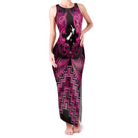 Personalised Aotearoa Matariki Family Matching Tank Maxi Dress and Hawaiian Shirt Pink Fern Maori Poutama LT01 Mom's Dress Pink - Polynesian Pride
