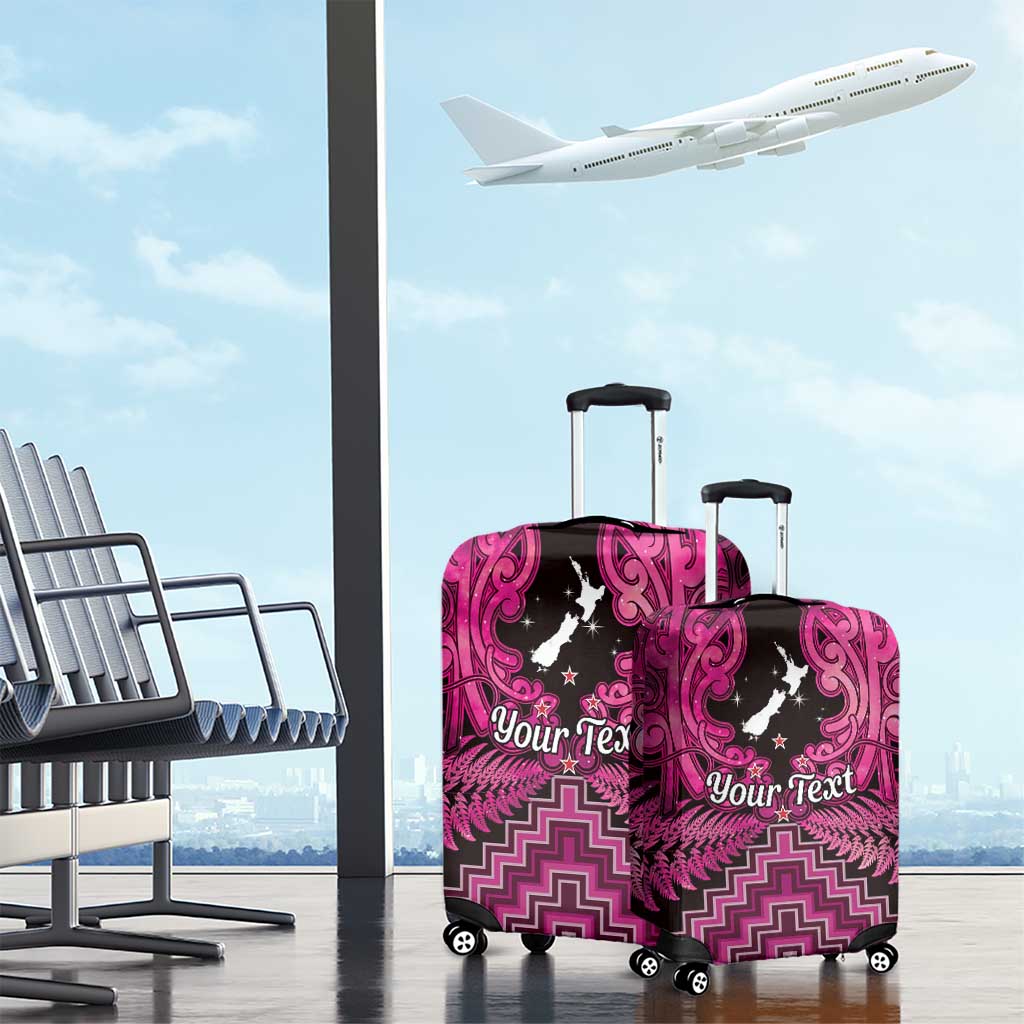 Personalised Aotearoa Matariki Luggage Cover Pink Fern Maori Poutama