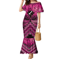 Personalised Aotearoa Matariki Mermaid Dress Pink Fern Maori Poutama