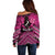 Personalised Aotearoa Matariki Off Shoulder Sweater Pink Fern Maori Poutama
