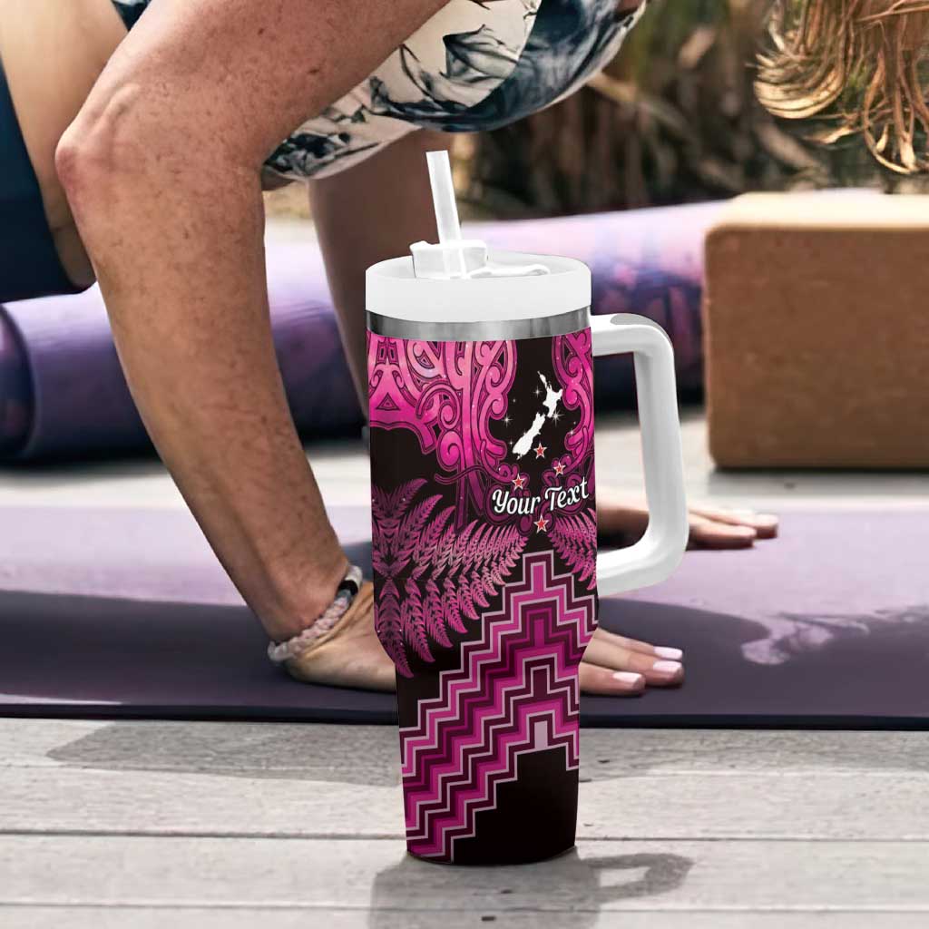 Personalised Aotearoa Matariki Tumbler With Handle Pink Fern Maori Poutama
