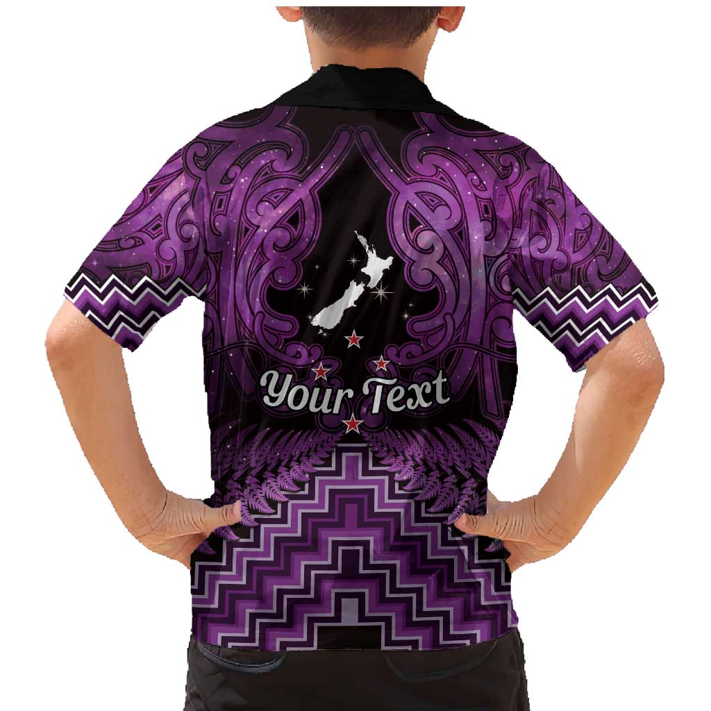 Personalised Aotearoa Matariki Family Matching Mermaid Dress and Hawaiian Shirt Purple Fern Maori Poutama LT01 - Polynesian Pride