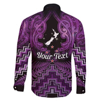 Personalised Aotearoa Matariki Family Matching Off Shoulder Maxi Dress and Hawaiian Shirt Purple Fern Maori Poutama LT01 - Polynesian Pride