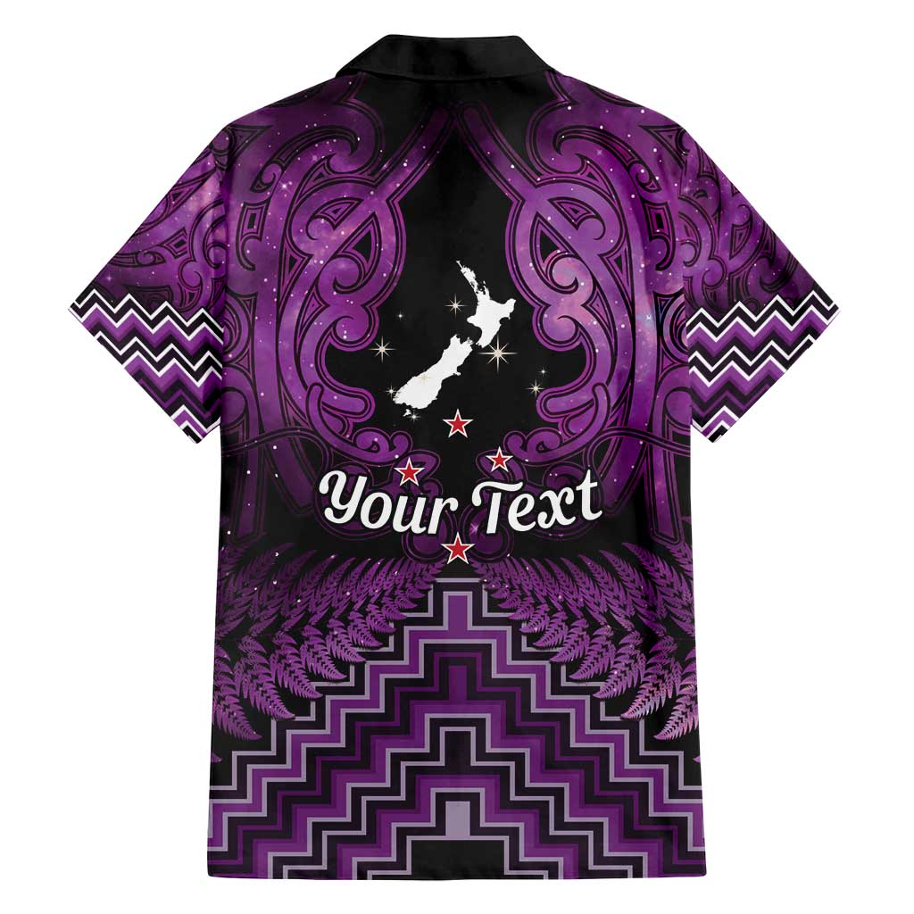 Personalised Aotearoa Matariki Family Matching Puletasi and Hawaiian Shirt Purple Fern Maori Poutama LT01 - Polynesian Pride