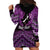 Personalised Aotearoa Matariki Hoodie Dress Purple Fern Maori Poutama