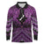 Personalised Aotearoa Matariki Long Sleeve Polo Shirt Purple Fern Maori Poutama