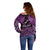 Personalised Aotearoa Matariki Off Shoulder Sweater Purple Fern Maori Poutama