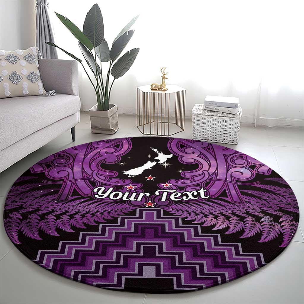 Personalised Aotearoa Matariki Round Carpet Purple Fern Maori Poutama LT01 - Polynesian Pride