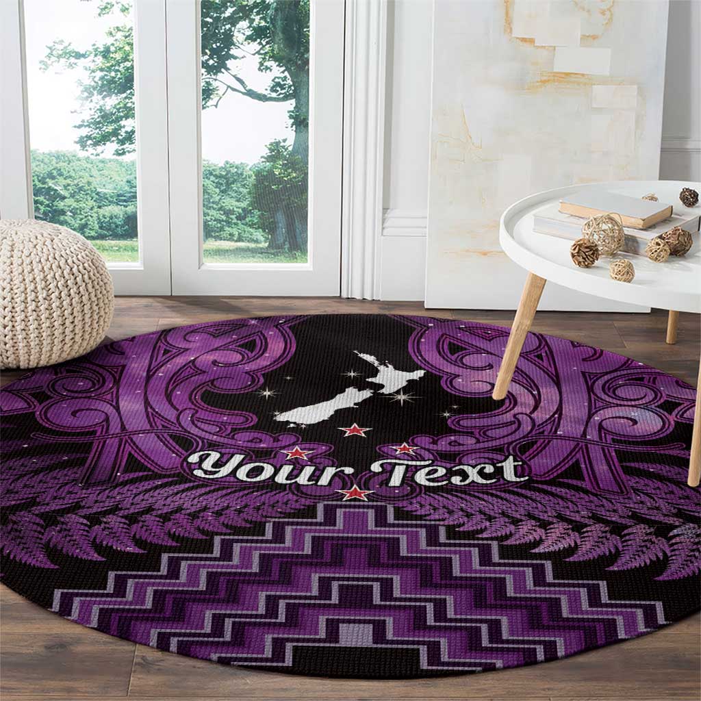Personalised Aotearoa Matariki Round Carpet Purple Fern Maori Poutama LT01 - Polynesian Pride