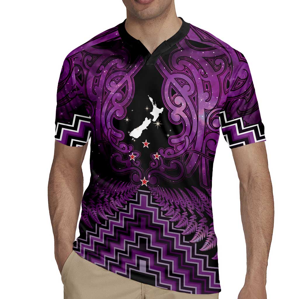 Personalised Aotearoa Matariki Rugby Jersey Purple Fern Maori Poutama