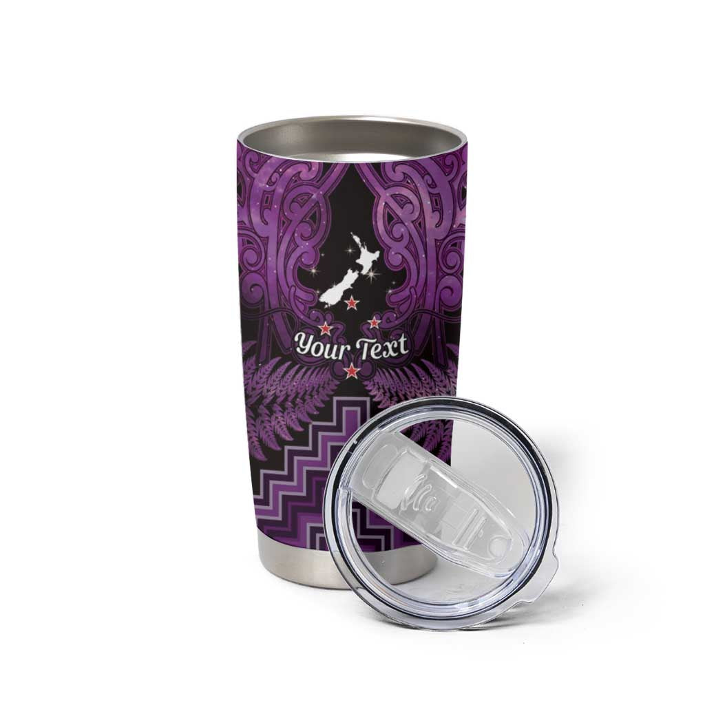 Personalised Aotearoa Matariki Tumbler Cup Purple Fern Maori Poutama