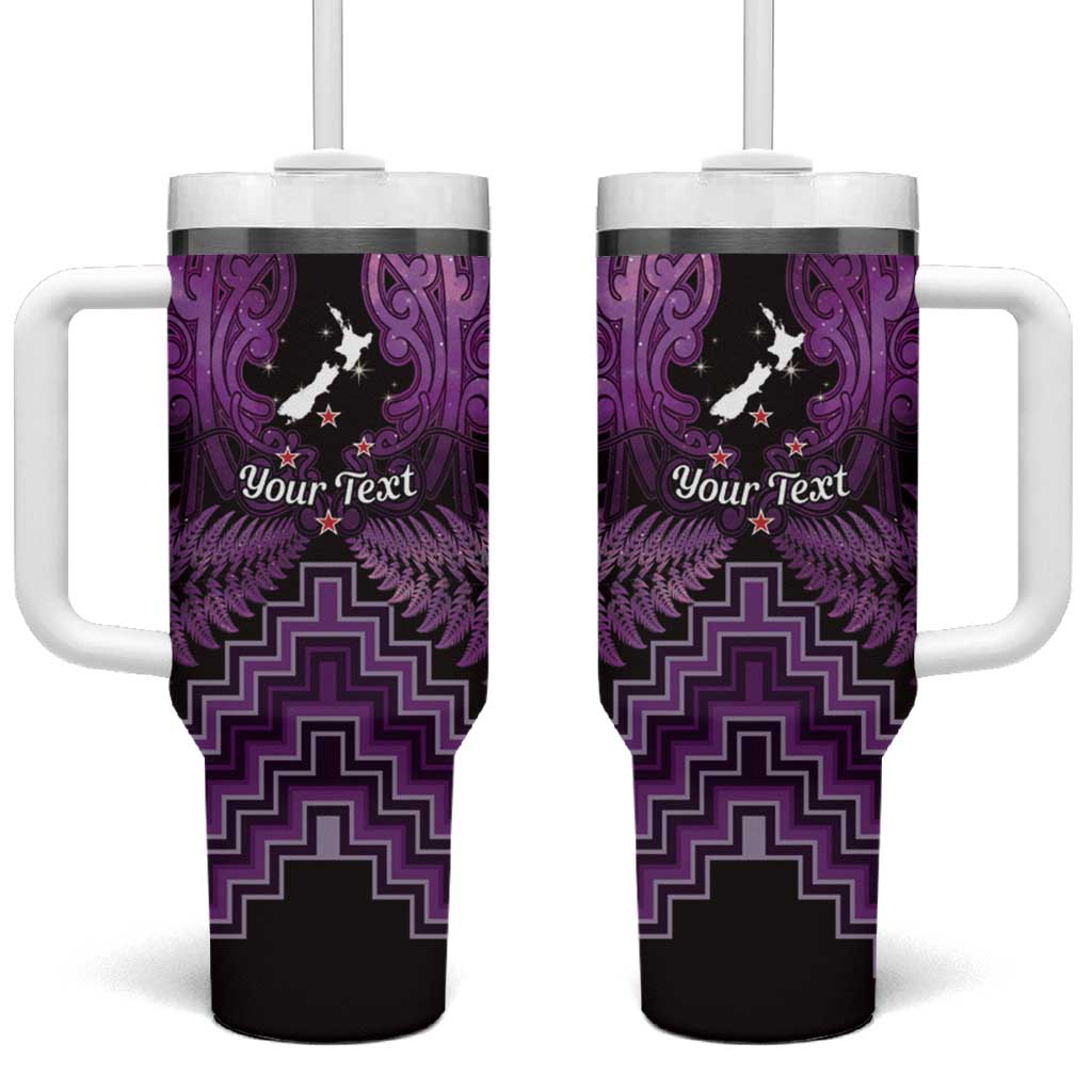 Personalised Aotearoa Matariki Tumbler With Handle Purple Fern Maori Poutama