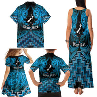 Personalised Aotearoa Matariki Family Matching Tank Maxi Dress and Hawaiian Shirt Turquoise Fern Maori Poutama LT01 - Polynesian Pride