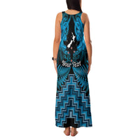Personalised Aotearoa Matariki Family Matching Tank Maxi Dress and Hawaiian Shirt Turquoise Fern Maori Poutama LT01 - Polynesian Pride