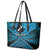 Personalised Aotearoa Matariki Leather Tote Bag Turquoise Fern Maori Poutama
