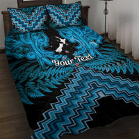 Personalised Aotearoa Matariki Quilt Bed Set Turquoise Fern Maori Poutama LT01 Turquoise - Polynesian Pride