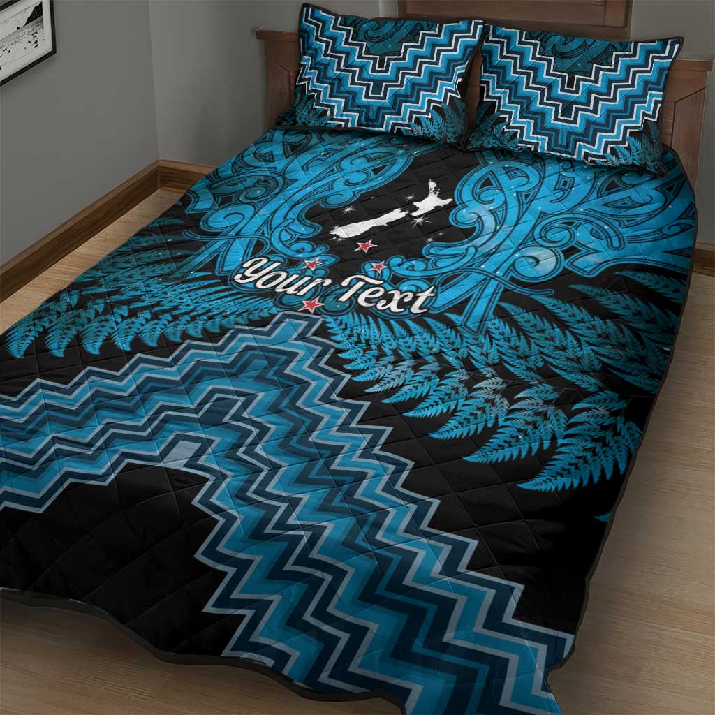 Personalised Aotearoa Matariki Quilt Bed Set Turquoise Fern Maori Poutama LT01 - Polynesian Pride