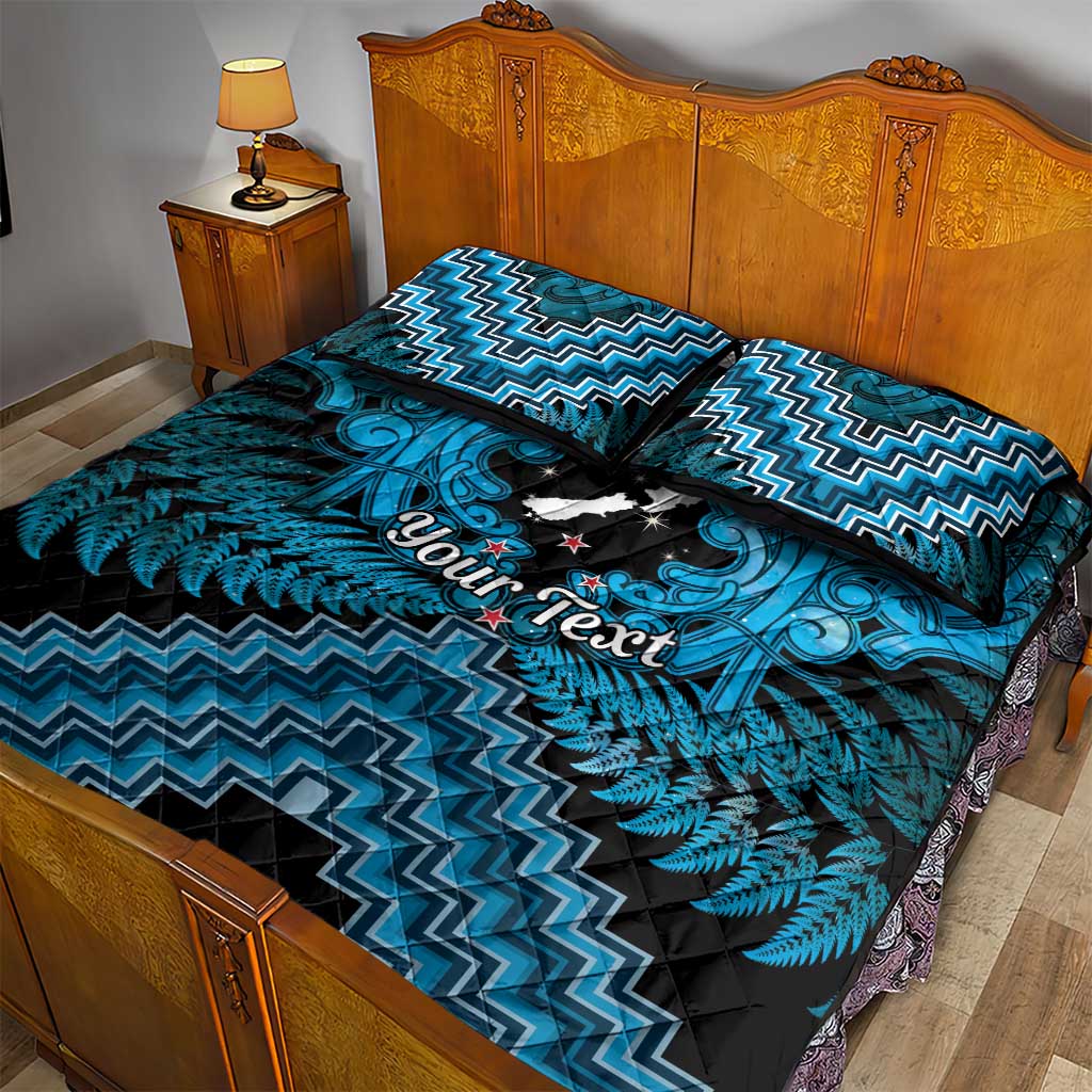 Personalised Aotearoa Matariki Quilt Bed Set Turquoise Fern Maori Poutama LT01 - Polynesian Pride