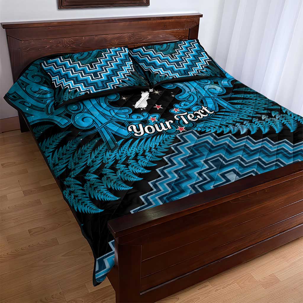Personalised Aotearoa Matariki Quilt Bed Set Turquoise Fern Maori Poutama LT01 - Polynesian Pride