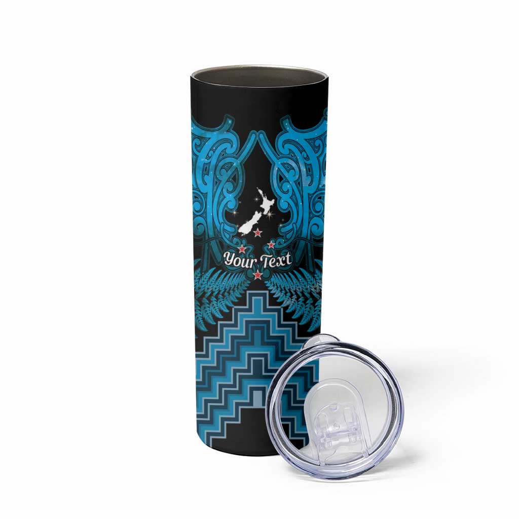 Personalised Aotearoa Matariki Skinny Tumbler Turquoise Fern Maori Poutama