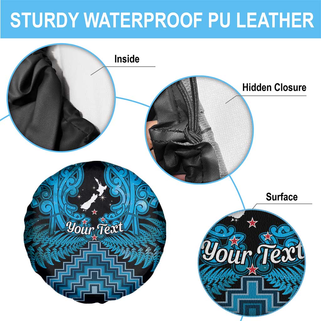 Personalised Aotearoa Matariki Spare Tire Cover Turquoise Fern Maori Poutama