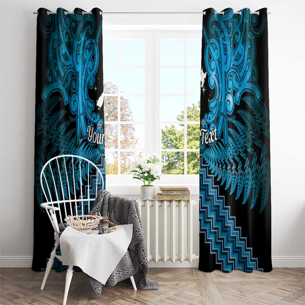 Personalised Aotearoa Matariki Window Curtain Turquoise Fern Maori Poutama