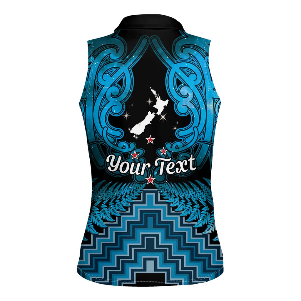 Personalised Aotearoa Matariki Women Sleeveless Polo Shirt Turquoise Fern Maori Poutama