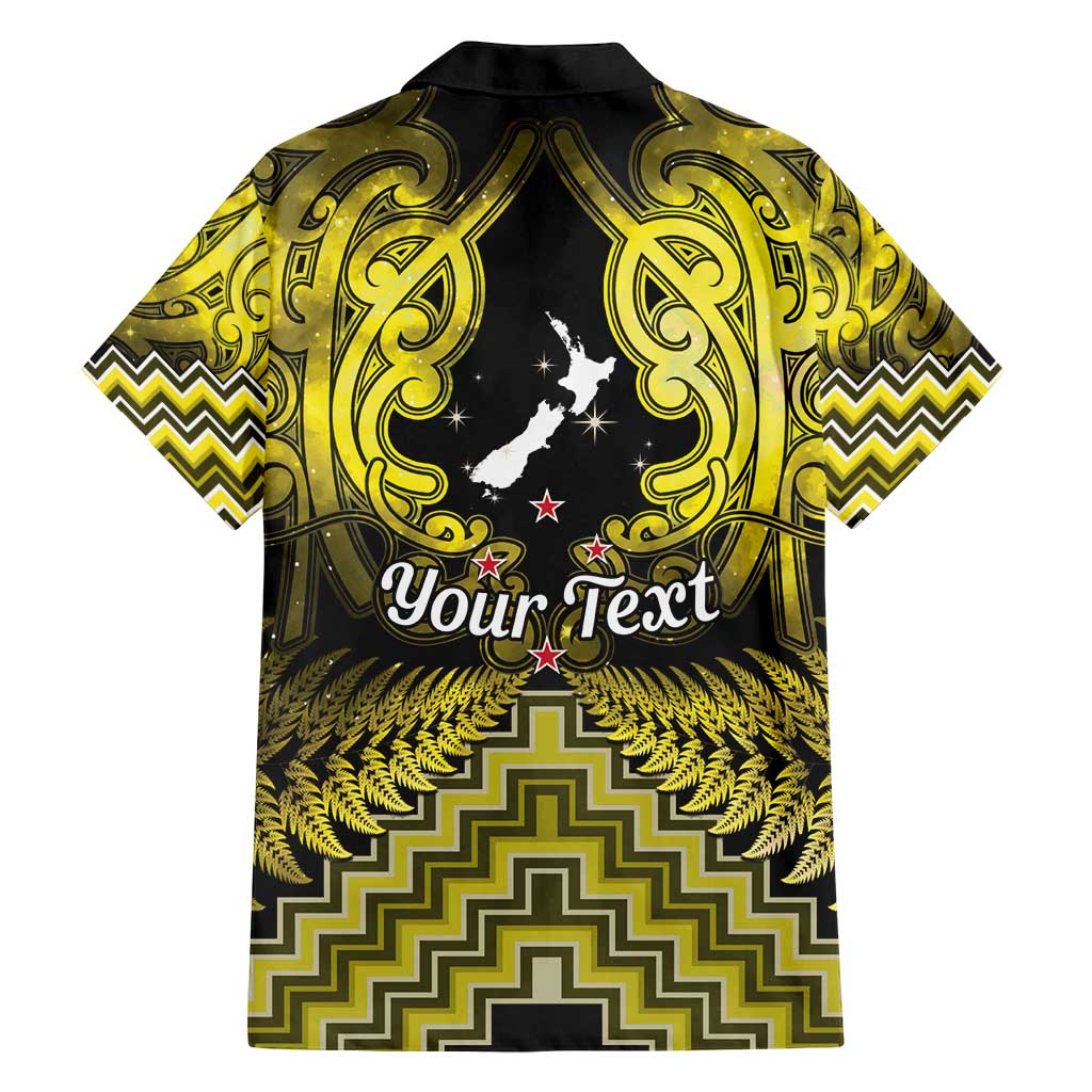 Personalised Aotearoa Matariki Family Matching Long Sleeve Bodycon Dress and Hawaiian Shirt Yellow Fern Maori Poutama LT01 - Polynesian Pride