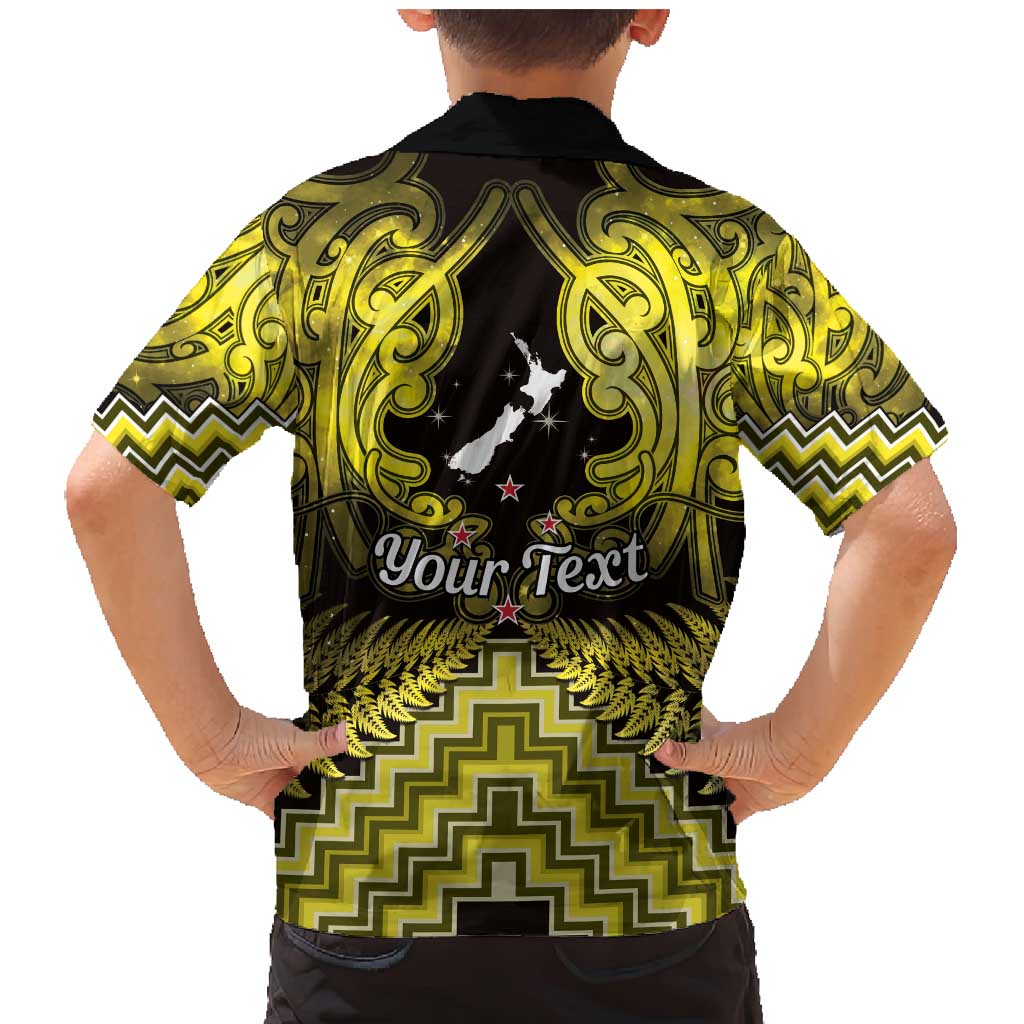 Personalised Aotearoa Matariki Family Matching Mermaid Dress and Hawaiian Shirt Yellow Fern Maori Poutama LT01 - Polynesian Pride