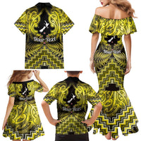 Personalised Aotearoa Matariki Family Matching Mermaid Dress and Hawaiian Shirt Yellow Fern Maori Poutama LT01 - Polynesian Pride