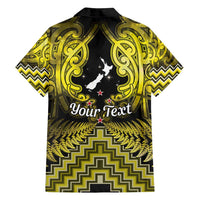 Personalised Aotearoa Matariki Family Matching Summer Maxi Dress and Hawaiian Shirt Yellow Fern Maori Poutama LT01 - Polynesian Pride