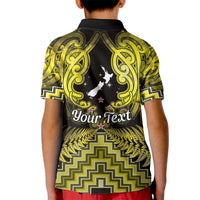 Personalised Aotearoa Matariki Kid Polo Shirt Yellow Fern Maori Poutama