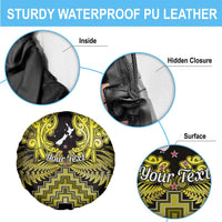 Personalised Aotearoa Matariki Spare Tire Cover Yellow Fern Maori Poutama